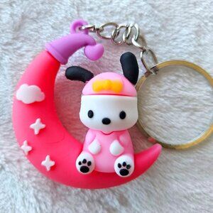 New Pochacco on Pink Moon Keychain